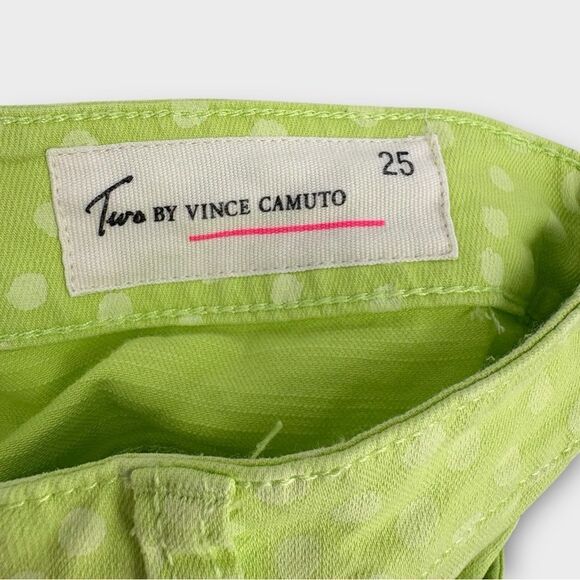 Two by Vince Camuto Retro Y2K Low Rise Skinny Jeans in Green Polka Dot Size 25 - Picture 6 of 7